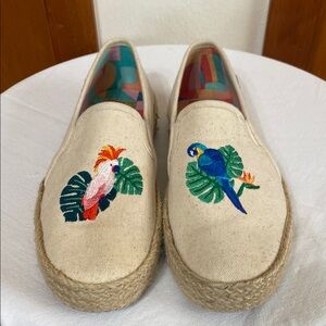 Keds x Sunnylife | Natural Canvas Espadrilles w/ Tropical Birds Embroidery - 8.5
